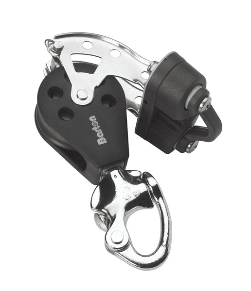Barton Single Pulley Block with Snap Shackle, Becket & Cam Cleat, Size
