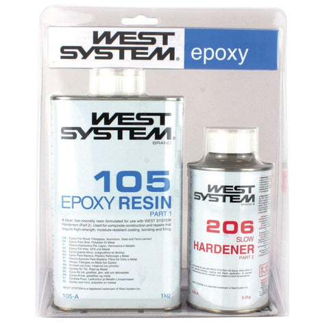 West System Epoxy Packs with 105 Epoxy Resin & 206 Slow Hardener