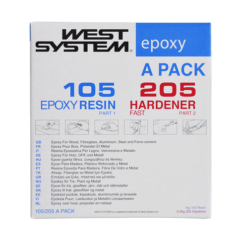West System Epoxy Packs with 105 Epoxy Resin & 205 Fast Hardener