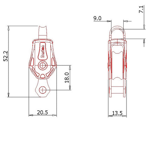 Barton Single Pulley Block with Fixed Eye and Becket, Series 0