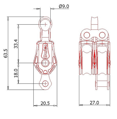 Barton Double Block with Fixed Eye & Becket, Series 0