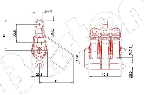 Barton Triple Block with Fixed Eye, Becket and Cam Cleat, Series 0