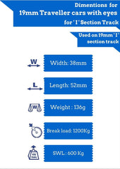Barton Travellers with 4 Wheels & Eyes for 19mm 'I' Track