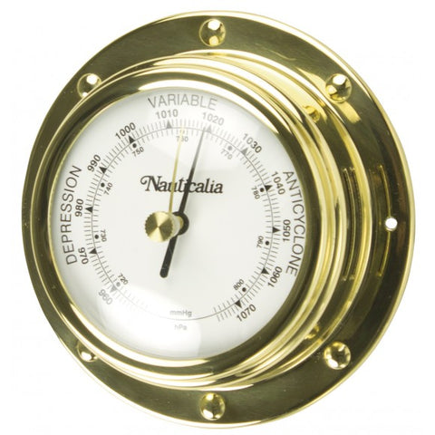 Nauticalia Brass Rivet-Style Barometer, 10cm