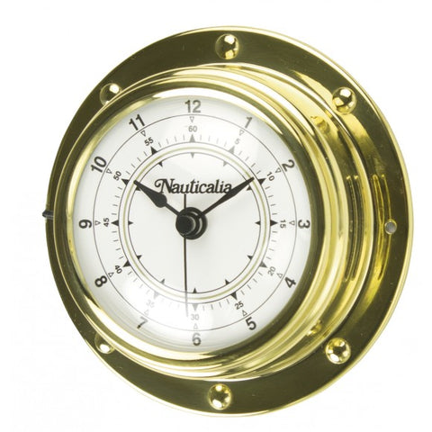 Nauticalia Brass Rivet-style Clock, 10cm