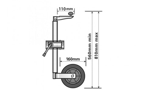 Trailer Jockey Wheel 34mm - Telescopic