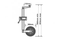 Trailer Jockey Wheel 34mm - Telescopic