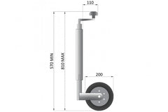 Trailer Jockey Wheel 48mm - Telescopic