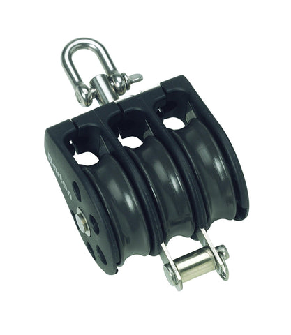 Barton Triple Pulley Block with Swivel & Becket, Size 3