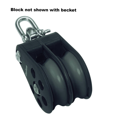 Barton Double Pulley Block with Reverse Shackle & Becket, Size 7