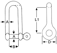 Stainless Steel Long Dee Shackles