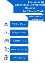 Barton Travellers with 6 Wheels & Sheaves for 19mm 'I' Track