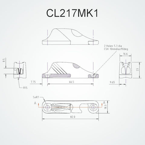 Clamcleat CL217 Mk1 Side Entry Mk1 (Starboard)