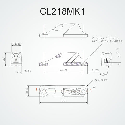 Clamcleat CL218 Mk1 Side Entry Mk1 (Port)