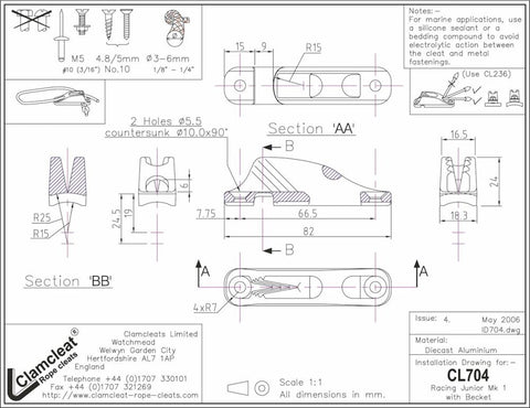 Clamcleat CL704 Racing Junior Mk1 with Becket