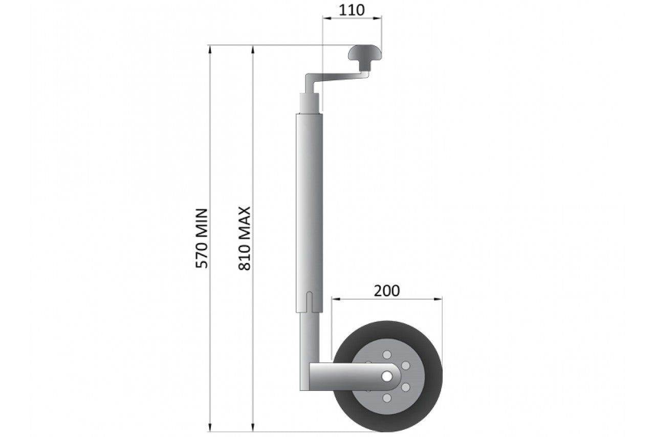 Trailer Jockey Wheel 48mm - Telescopic - Image 2